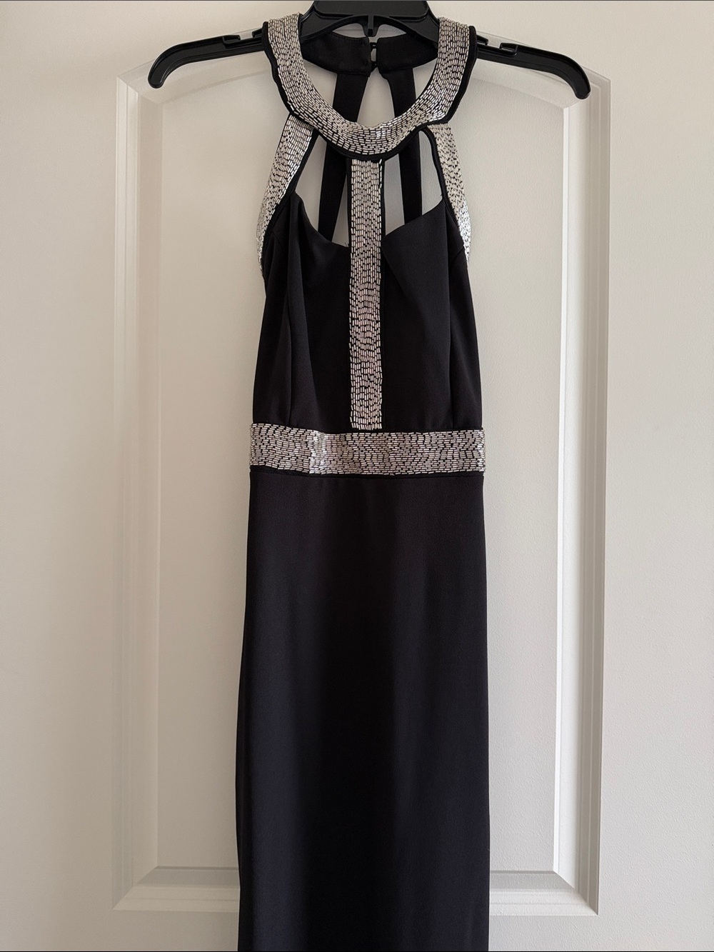 Black Gown with Silver Sequin Trim
